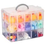 Kurtzy 3-Tier Craft Storage Box with 30 Compartments - Plastic Organiser Box for Medicine, Craft Supplies, Beads, Jewellery, Lego and Hair Accessories