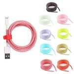 BKN® Spiral Triple Colors Cable Cord Protectors Sleeve Winders for Mobile Phone Charging Cable Earphones - Multicolor (1.7 Meter, Pack of 3)