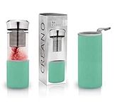 Creano "Teamaker - Tea bottle to go from glass with strainer for loose tea - 400ml (Turquoise)