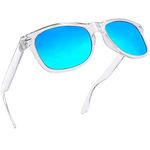 Joopin Square Polarised Sunglasses for Men Women UV Protection Unisex Mirror Retro Sunglasses Man for Driving Hiking Fishing Sports (Mirrored Blue Lens)