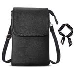 GWAWG Leather Crossbody Bag, Cellphone Wallet, Small for Women Mini Shoulder Purse with Long Strap and Key Ring and Scarves Fit 8 Plus or Phone Less 6.5 Inch