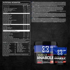 USN Muscle Fuel Anabolic Mass Gainer, Strawberry, 4kg – 54g Protein, Creatine, BCAA