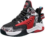 DIQUEQI Boys Basketball Shoes Kids Trainers Men's Basketball Shoes Girls Running Sneaker High Top Sport Shoes for Unisex Kids Black