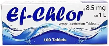 Ef-Chlor Water Purification Treatment 8.5 mg - Pack of 100 Tablets- Portable Drinking Water Treatment Ideal for Emergencies, Survival, Travel, and Camping (White, 0.52 Gallons - 1 Tablet)