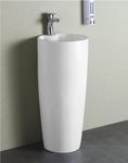 SENISTO Pedestal Wash Basin Sanitary Ware | Ceramic Wash basin | Freestanding wash basin | Wash Basin Over For Bathroom - WHITE (15 x 15 x 33 INCH) SCO-01