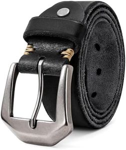 OZNDAS Genuine Black Leather Belt for Men Women Handmade Heavy-Duty Work Belt Leather Men's Belts | Jeans/Casual/Christmas Gifts