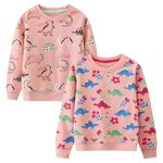 Winzik Girls Sweatshirt, Dinosaur Sweater Shirt Toddler Kids Girl Pullover Fall Long Sleeve 2 Pack Clothes 2-7T (18-24 Months, 2Pcs Pink Dinosaur)