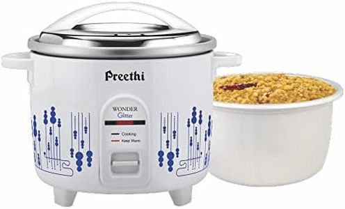 Preethi Glitter Electric Cooker, 2.2 Liters with Double Pan – White & Blue, (RC326)