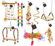 PETZOO Bundle of 8 Cage Accessories Includes Crinkle Shredder, Swing, Ladder, Spiral Vine & Perches