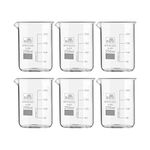 Bello Borosilicate 3.3 Glass Beaker 250 ml with Graduation Marks, Pack of 6 Beakers for school collage chemistry lab laboratory