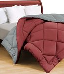 BSB HOME 220 GSM Solid Plain Reversible Summer Microfiber AC Comforter/Duvet| All Season Single Size 3 Layered Quilted Blanket for Single Bed (220 cm x 152 cm, Maroon Grey)