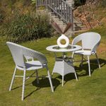 STUDIO NOMADIC™ Sienna 2 Seater Outdoor Seating Chair and Table Set, Garden Patio Coffee Table Set, Outdoor Balcony Wicker Furniture with 1 Table and 2 Chairs Set (Grey-Dual Tone)