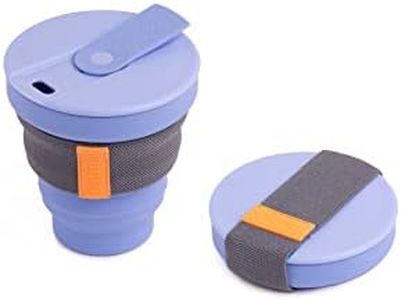 Hunu Collapsible Cup 12oz/355ml (Lavender) Reusable & Microwave Safe Silicone Collapsible Cup with Lid - Portable Coffee Travel Mug or Camping Cup, Leakproof & BPA Free Togo Foldable Cup