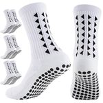 OnseToday 3 Pairs Non Slip Football Socks, Football Grip Socks for Men, Soccer Socks with Rubber Dots for Yoga Running Hiking (White)