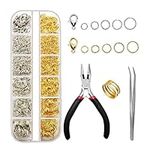 Open Jump Ring and Lobster Clasp Kit Jump Rings for Jewelry Making Supplies and Necklace Repair, with Jump Ring Pliers (1200)