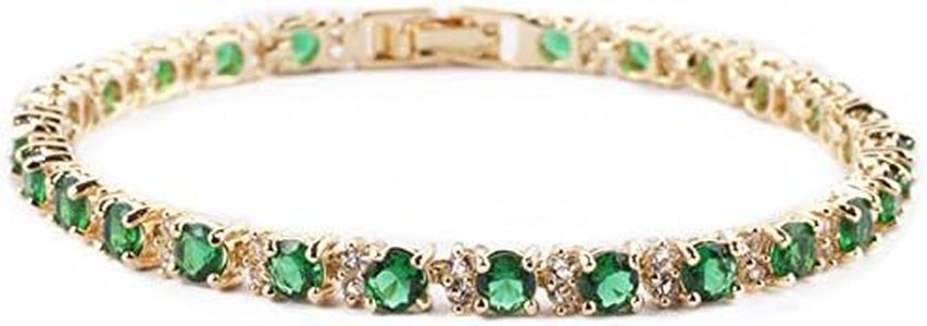 RIZILIA Oro Giallo Oro Giallo 18K di Pietra preziosa di Birthstone del Diamante Placcato [180mm / 7inch] Braccialetto di Tennis Elegante Moderno [Sacchetto dei monili Liberi]