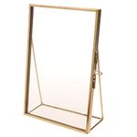 Fenteer Gold Brass Glass Photo Picture Home Decoration, 4x6in