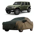 SKYCLUN Waterproof Car Cover Accessories Compatible with Jeep Wrangler | Fit for All Variants - 100% Waterproof, Customised Fit, & Breathable Fabric - Olive Green