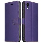 ELESNOW Case for iPhone XR, Premium Leather Flip Phone Case Cover with Magnetic Closure Compatible with Apple iPhone XR (Purple)