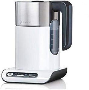 Bosch TWK8611P Chauffe-Eau Styline (2 400 W, Sélection de la Température, Arrêt automatique, Fonction de Maintien au Chaud, Protection Contre la Surchauffe), Capacité de 1,5 L, Blanc
