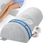 5 STARS UNITED Knee Pillow for Back Sleeping – Memory Foam Cushion for Sciatica Pain Relief – Under Leg Support for Sleeping on Back – Half Moon Bolster for Bed, Gray Cotton Cover