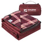 DUKUSEEK Large Waterproof Camping Blanket, Cold Weather Warm Fleece Blankets Windproof Triple Layers for Stadium,Camping, Concerts, Car, Dog