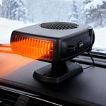Car Heater 12V, 2026 Portable Car Heaters That Plug Into Cigarette, 2-In-1 Plug In Cars Heating Fan and Defroster, Windshield Demister with Ergonomic Handle for Winter