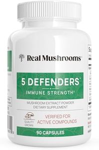 5 Defenders Organic Mushroom Extract Blend by Real Mushrooms - 90 Capsules - Chaga, Reishi, Shiitake, Maitake and Turkey Tail Mushroom Powder - Immune Defense