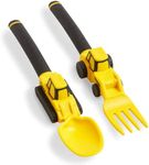 Dinneractive Utensil Set for Kids – Construction Themed Fork and Spoon for Toddlers and Young Children – 2-Piece Set - Yellow