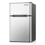 EUHOMY Mini Fridge with Freezer, 3.2 Cu.Ft Mini Refrigerator fridge, 2 door For Bedroom/Dorm/Office/Apartment - Food Storage or Cooling drinks(Silver).