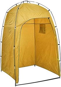 vidaXL Outdoor Shower and WC Changing Tent, Durable 180 T Polyester, Yellow, UV-Proof, Foldable, Easy Setup with Fiberglass Pole, Ideal for Camping and Beach