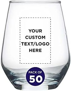 Custom Silica Stemless Wine Glasses 12 oz. Set of 50, Personalized Bulk Pack - Restaurant Glassware, Perfect for Red Wine, White Wine, Cocktails - Clear
