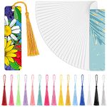 Tenare 30 Pieces Sublimation Blank Bookmark Heat Transfer Metal Aluminum DIY Bookmark with Hole and Colorful Tassels for Crafts, Birthday Wedding, Single-Sided Printing