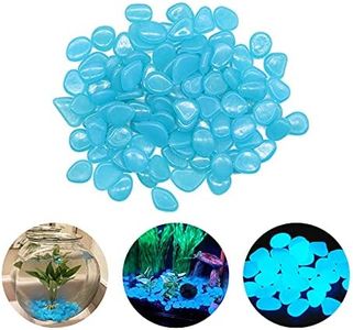 aoozleny Fish Tank Rocks Glow Multi-Colored Glow in The Dark Pebbles for Fish Tank Aquarium Garden Plant Pots Bonsai Walkway (100 Pcs) (Blue)