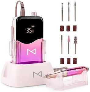 M Mase - Professional Nail Drill Machine - 2-in-1 Cordless Electric Nail File - Rechargeable, Portable, 35000 RPM, HD Display - Perfect for Salon & Home Use (Unicorn Purple)