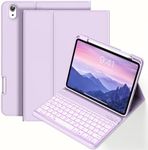 BQDIYOO Case for iPad 10th Generation with Keyboard, 10.9 inch 7 Colors Backlit Wireless Bluetooth Keyboard Case with Pencil Holder, Auto Wake/Sleep Cover for iPad 10th Gen 2022(Purple)