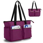 Damero Teacher Bag, Teacher Utility Tote with Compartment and Multiple Pockets, Laptop Shoulder Bag Carrying Case for Women and Men, Purple