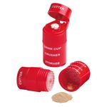 Ezy Dose Pill Crusher and Grinder | Crushes Pills, Vitamins, Tablets | Stainless Steel Blade | Removable Drinking Cup | Red