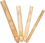 Coopay Large Crochet Hooks 15mm 20mm 25mm 30mm Wooden Crochet Hook Set for Chunky Yarn, Sturdy Big Bamboo Crochet Needles for Crocheting Huge Crochet Hooks for Thick Blanket & Large Project