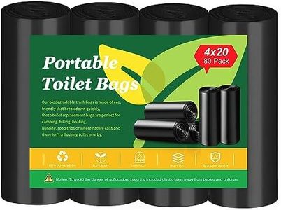 Portable Toilet Bags for Camping, Biodegradable Porta Potty Bags 8 Gallon Thickened Toilet Waste Bags for 5 Gallon Bucket Toilet, Compostable Bags for Adults Outdoor Boating Camping Travel (80 Count)