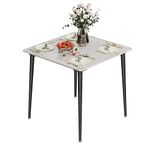 Kitchen Dining Table Square 32 Inch: Modern Sintered Stone Marble Effect Table Top with Tapered Metal Legs 4-Seat Breakfast Table for Dining Room, Restaurant, Living Room Furniture, 32 x 32 x 30 Inch