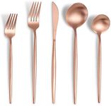 Lemeya Matte Rose Gold Silverware Set,Modern Stainless Steel Flatware Set,20 Pieces Cutlery Set Service for 4,Tableware Utensil Set for Home and Restaurant, Satin Finish, Dishwasher Safe