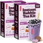 Pocas Bubble Tea Kit, Taro - Instant Milk Tea Powder with Authentic Tapioca Pearls for Instant Bubble Tea, 5 Kits Per Carton, 15 Oz Ea (Pack of 2)