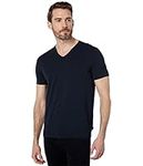 John Varvatos Star USA Men's Miles Short Sleeve Slub V-Neck with Cut Raw Edge, Black, XX-Large