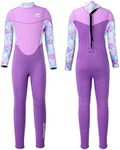 Gogokids Kids Wetsuit, 2.5mm Neoprene Thermal Swimsuit for Boys Girls, Long Sleeve UV Protection Keep Warm Back Zipper Full Diving Suit for Swimming Diving Surfing Snorkeling, Purple, XL