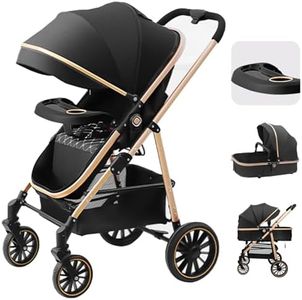 XCJump Baby Stroller 3 in 1, High Landscape Travel Pram, Lightweight One-Hand Fold, Convertible Reversible Seat, Shock-Absorbing PU Wheels, Adjustable Canopy,Compact & Portable for Newborns & Toddlers