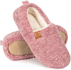 EverFoams Women’s Soft Curly Full Slippers Memory Foam Lightweight House Shoes Cozy Loafer with Polar Fleece Lining Pink,9-10 US