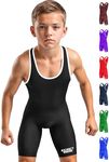 Exxact Sports Youth Wrestling Singlet For Boys, Premium Powerlifting Singlet, Kids Wrestling Singlets For Training, Black, Youth S