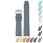 20mm Curved End Rubber Band For Rolex Daytona And GMT, Replacement Watch Bands With Buckle For Rolex Watches Silicone Rubber Watch Strap - Multiple Colors (Gray)