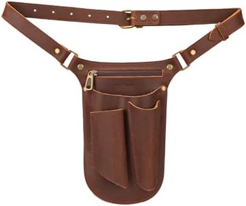 Tourbon Leather Gardening Belt Florist Tool Bag Gardener Holster Waist Pouch Electrician Carpenter Organizer Kit with 4 Pockets Up to 44"